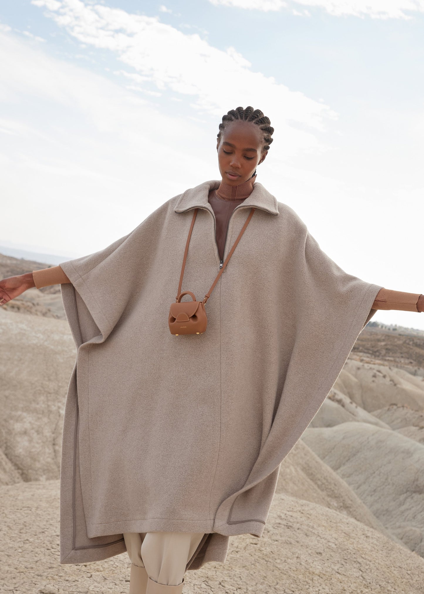 Numéro Un Micro - Camel Genarbtes Leder