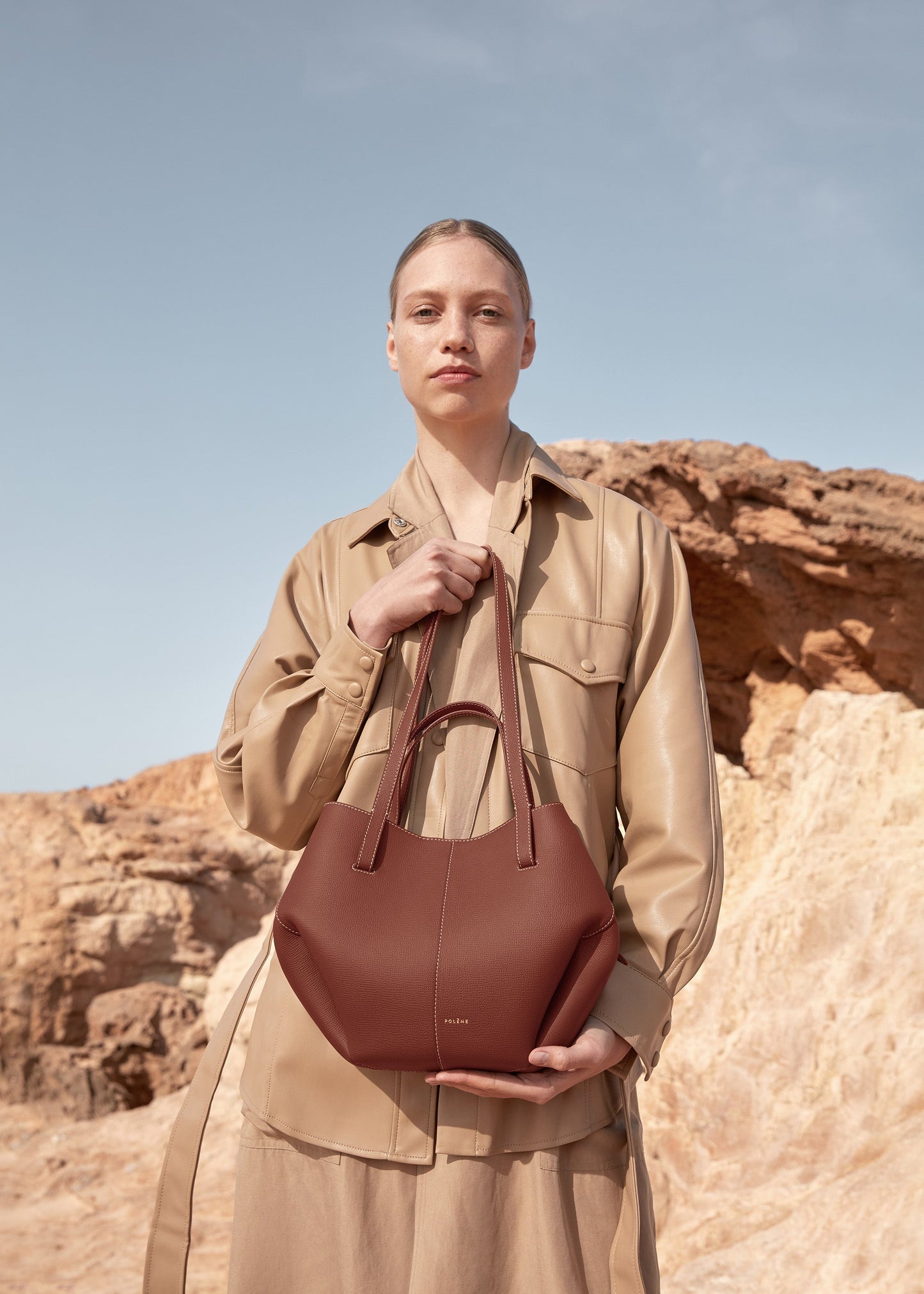Cyme Mini - Cognac Genarbtes Leder
