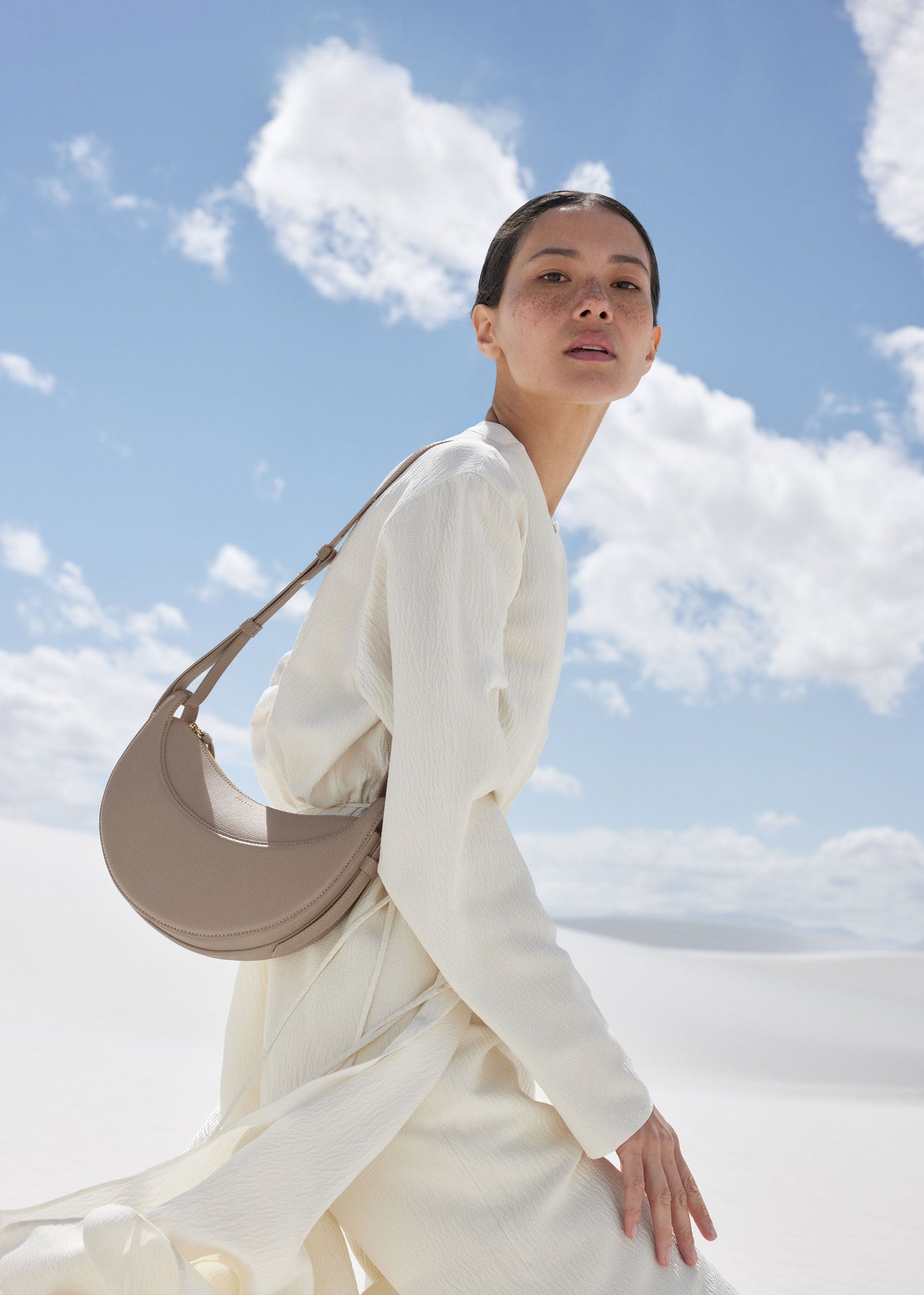 Numéro Dix - Taupe Genarbtes Leder