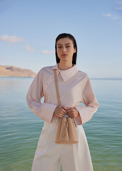 Numéro Huit Mini - Beige Genarbtes Leder