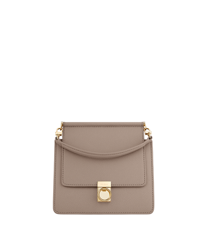 Numéro Sept Mini - Taupe Genarbtes Leder